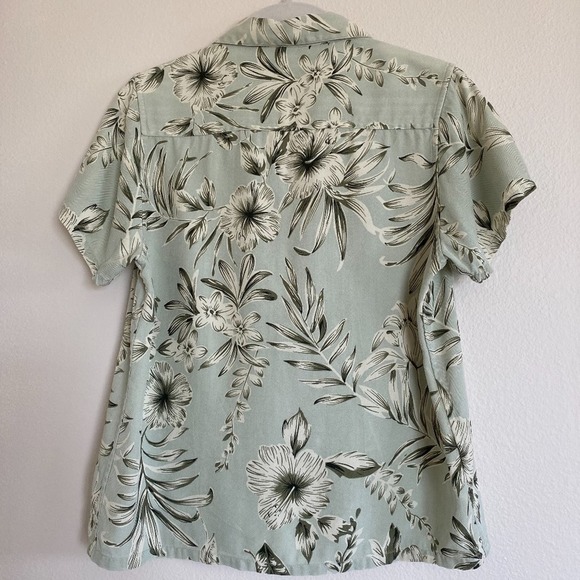 Pineapple Moon Collared Button Down Short Sleeve Top 100% Silk Pastel Size XS - Picture 2 of 5